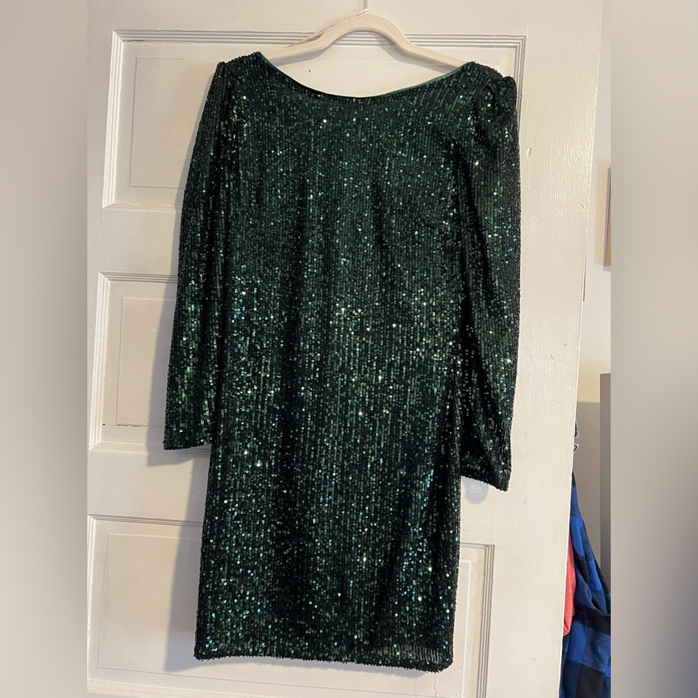 Green sequin sheath dress